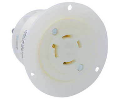 Leviton 2446 20A, 120/208V Flanged Outlet Locking Receptacle, Industrial Grade