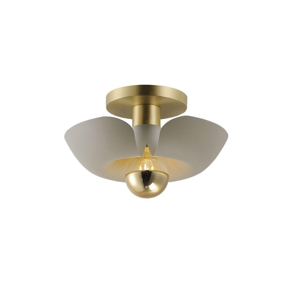 Maxim Lighting 11390WTSBR Poppy 1 Light 11.75 Inch White Satin Brass Flush Mount Ceiling Light