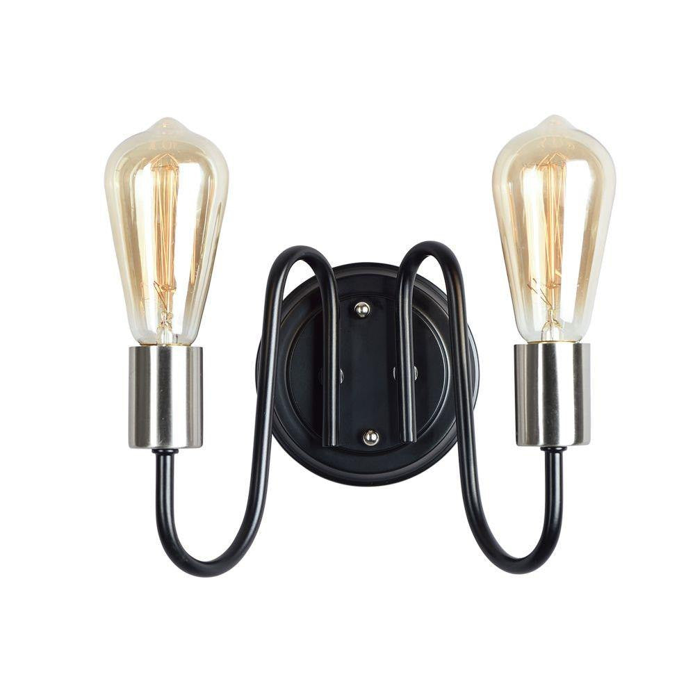 Maxim Lighting 11739BKSN Haven 2 Light 9 Inch Black/Satin Nickel Wall Sconce - Front View