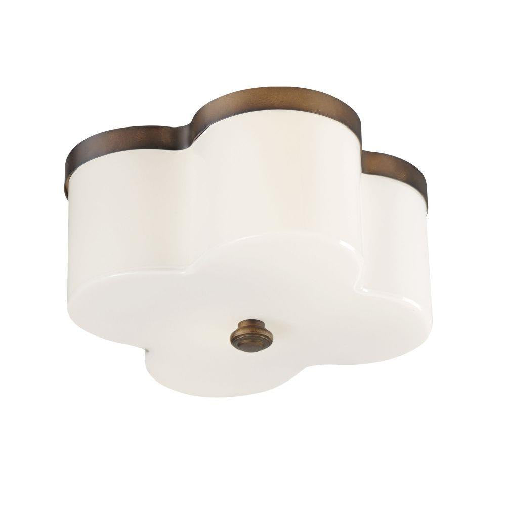 Maxim Lighting 12240WTNAB Clover 2 Light 13.5 Inch Natural Aged Brass Flush Mount Ceiling Light - White Background Side View