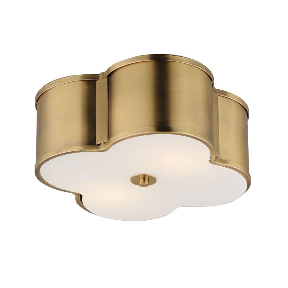 Maxim Lighting 12247WTPN Clover 2 Light 14 Inch Polished Nickel Flush Mount Ceiling Light