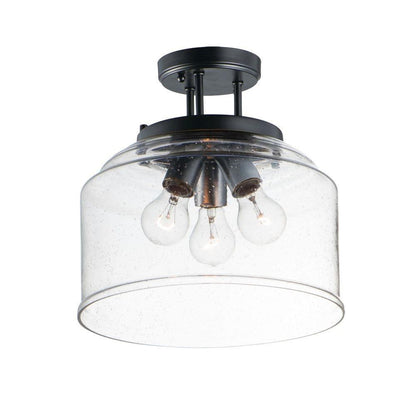 Maxim Lighting Acadia 3 Light Semi Flush Mount With Clear Seedy Glass Shade