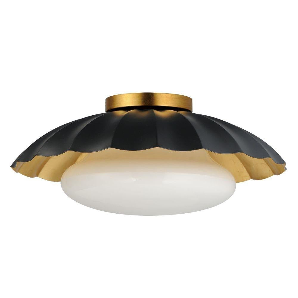 Maxim Lighting 18059MWGL Primrose 1 Light 16 inch Matte White Gold Leaf Flush Mount Ceiling Light - Front View