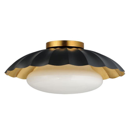 Maxim Lighting 18059MWGL Primrose 1 Light 16 inch Matte White Gold Leaf Flush Mount Ceiling Light - Front View