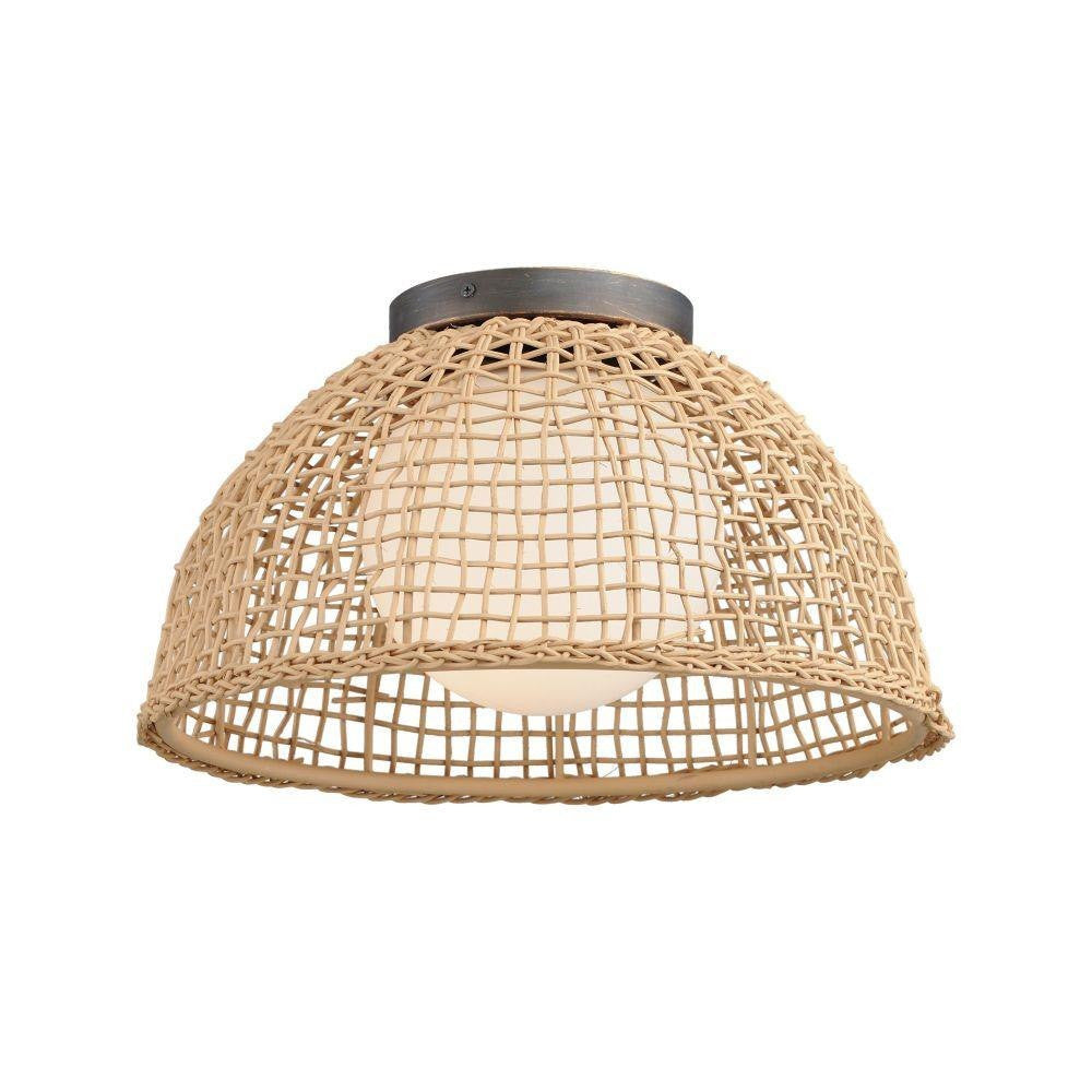Maxim Lighting 22470NAANB Cestino 1 Light 15.75 Inch Natural Antique Bronze Flush Mount Ceiling Light - White Background