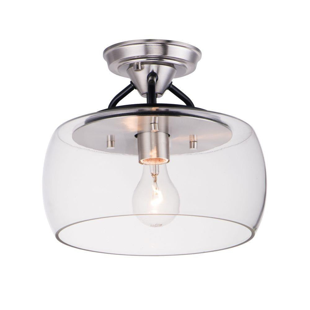 Maxim Lighting 26129CLBKSN Goblet 1 Light 11 Inch Black/Satin Nickel Semi-Flush Mount Ceiling Light