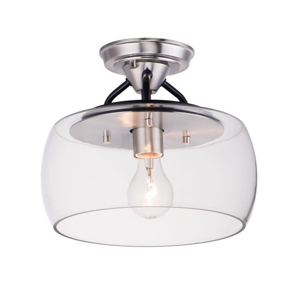 Maxim Lighting 26129CLBZAB Goblet 1 Light 11 Inch Semi-Flush Mount Ceiling Light in Black with Satin Nickel Finish on White Background