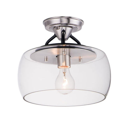 Maxim Lighting 26129CLBZAB Goblet 1 Light 11 Inch Semi-Flush Mount Ceiling Light in Black with Satin Nickel Finish on White Background