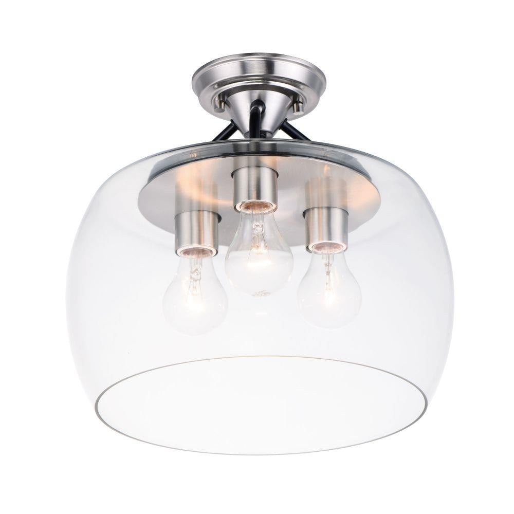 Maxim Lighting 26130CLBKSN Goblet 3 Light 13.5 Inch Black/Satin Nickel Semi-Flush Mount Ceiling Light