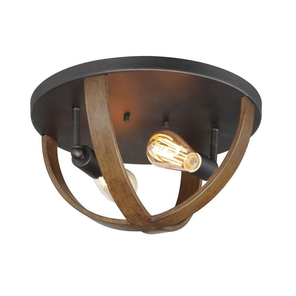 Maxim Lighting 27570APBK Compass 2 Light 15.75 Inch Antique Pecan/Black Flush Mount Ceiling Light - Angle View