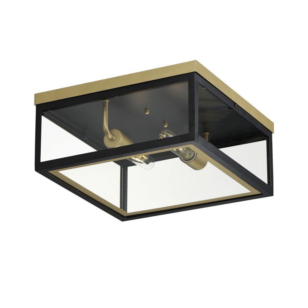 Maxim Lighting 30059CLBKGLD Neoclass 2 Light 13 Inch Black Gold Outdoor Flush Mount - Angle View