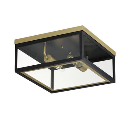 Maxim Lighting 30059CLWTGLD Neoclass 2 Light 13 Inch White/Gold Outdoor Flush Mount - Angle View