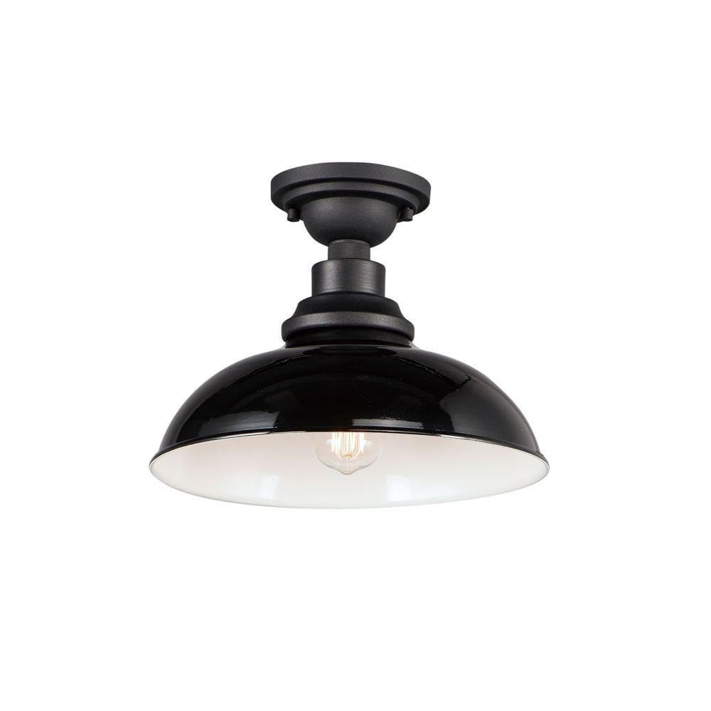 Maxim Lighting 35110WTBK Granville 1 Light 12 Inch White Textured Black Outdoor Flush Mount Ceiling Light