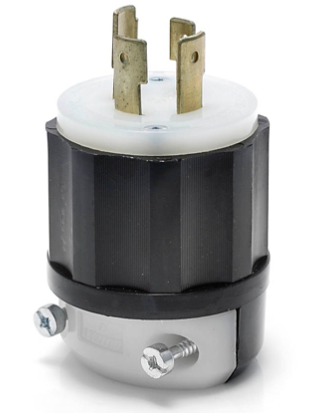 Leviton 2461 Locking Plug, 20 Amp, 347/600 Volt, Industrial Grade, Black/White Finish