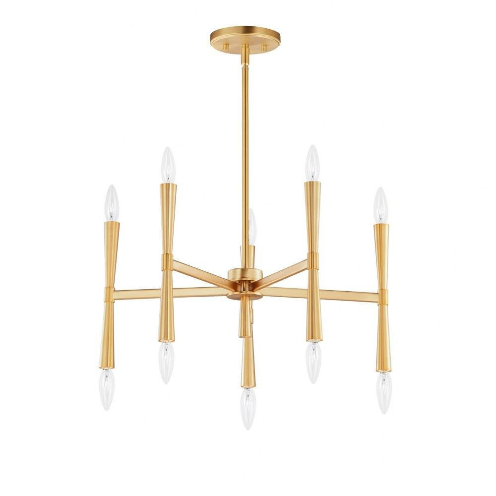 Maxim Lighting 24625SN Rome 10 Light Chandelier in Satin Brass - Full Front View
