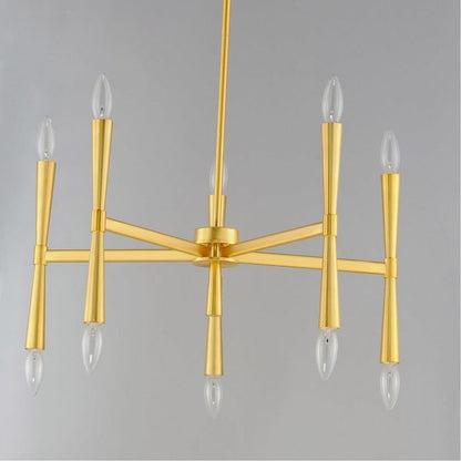 Maxim Lighting 24625SN Rome 10 Light Chandelier in Satin Brass - Angled Close-Up View