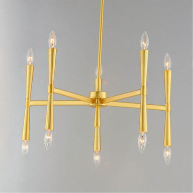 Maxim Lighting 24625SN Rome 10 Light Chandelier in Satin Brass - Overhead Angle View