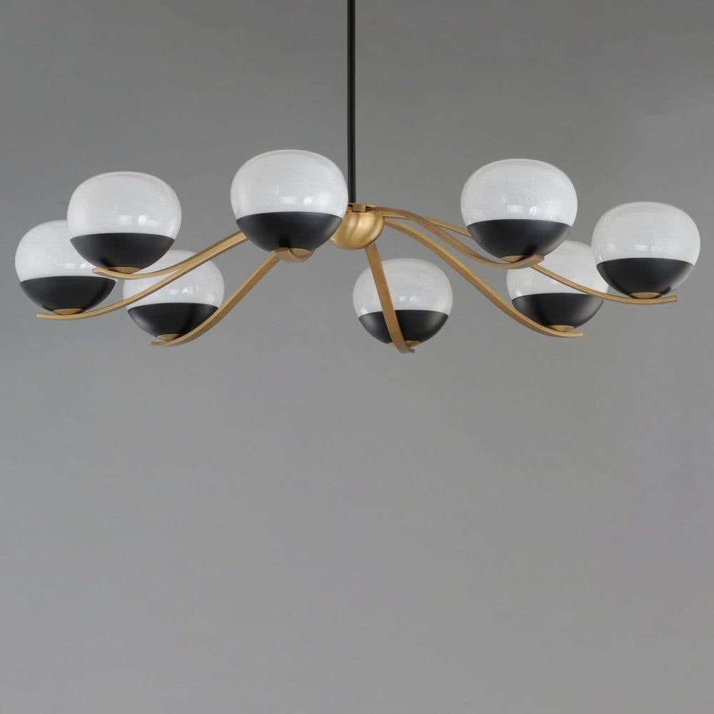 Maxim Lighting 24648MRBKNAB Lucerne 8 Light Chandelier in Black and Natural Aged Brass with Glass Globes - Angle View