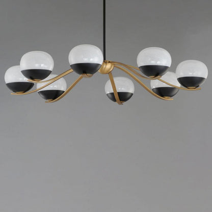 Maxim Lighting 24648MRBKNAB Lucerne 8 Light Chandelier in Black and Natural Aged Brass with Glass Globes - Angle View