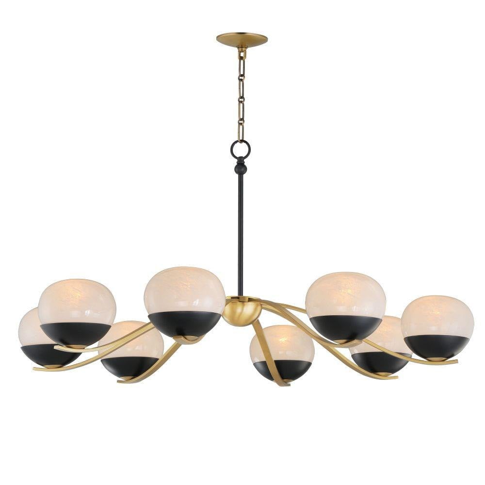 Maxim Lighting 24648MRBKNAB Lucerne 8 Light Chandelier in Black and Natural Aged Brass - Full View with Chain