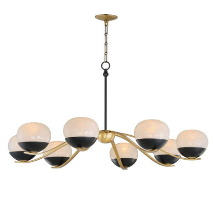 Maxim Lighting 24648MRBKNAB Lucerne 8 Light Chandelier in Black and Natural Aged Brass - Full View with Chain