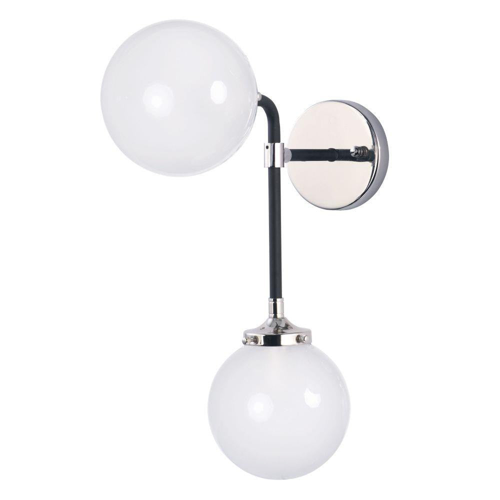 Maxim Lighting 24722WTBKPN Atom 2 Light Wall Sconce in Black with Polished Nickel Accents - white background view