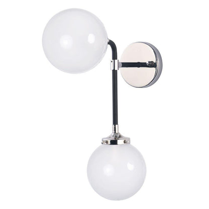 Maxim Lighting 24722WTBKPN Atom 2 Light Wall Sconce in Black with Polished Nickel Accents - white background view