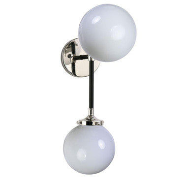 Maxim Lighting 24722WTBKPN Atom 2 Light Wall Sconce in Black with Polished Nickel Accents - straight-on view