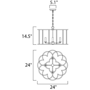 Maxim Lighting 24736BZF Helix Chandelier Dimensions Diagram 24W x 14.5H Inches