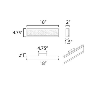 Maxim Lighting 24752FTBK Visor 2 Light 18 inch Black Bath Vanity Wall Light - Dimensions Diagram