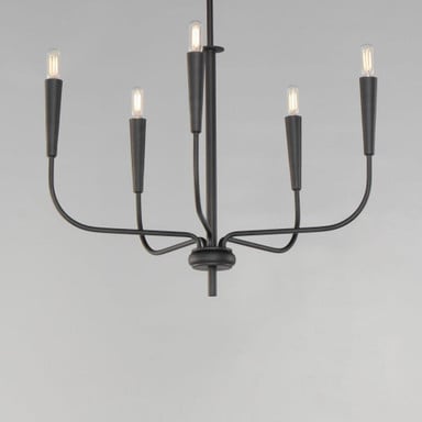 Maxim Lighting 24815SBR Vela 5 Light Chandelier - Front view showing all five arms, gray background