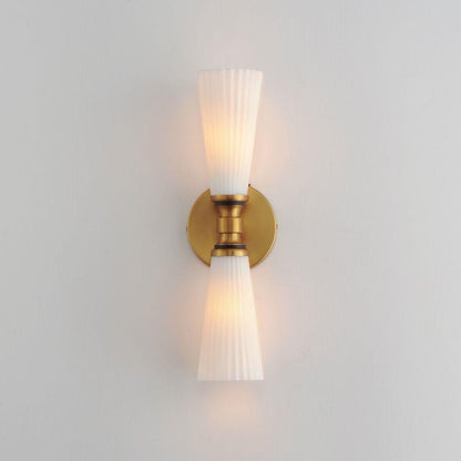 Maxim Lighting 24822SWBKNAB Krevat 2 Light Wall Sconce Illuminated View in Natural Aged Brass and Matte Black