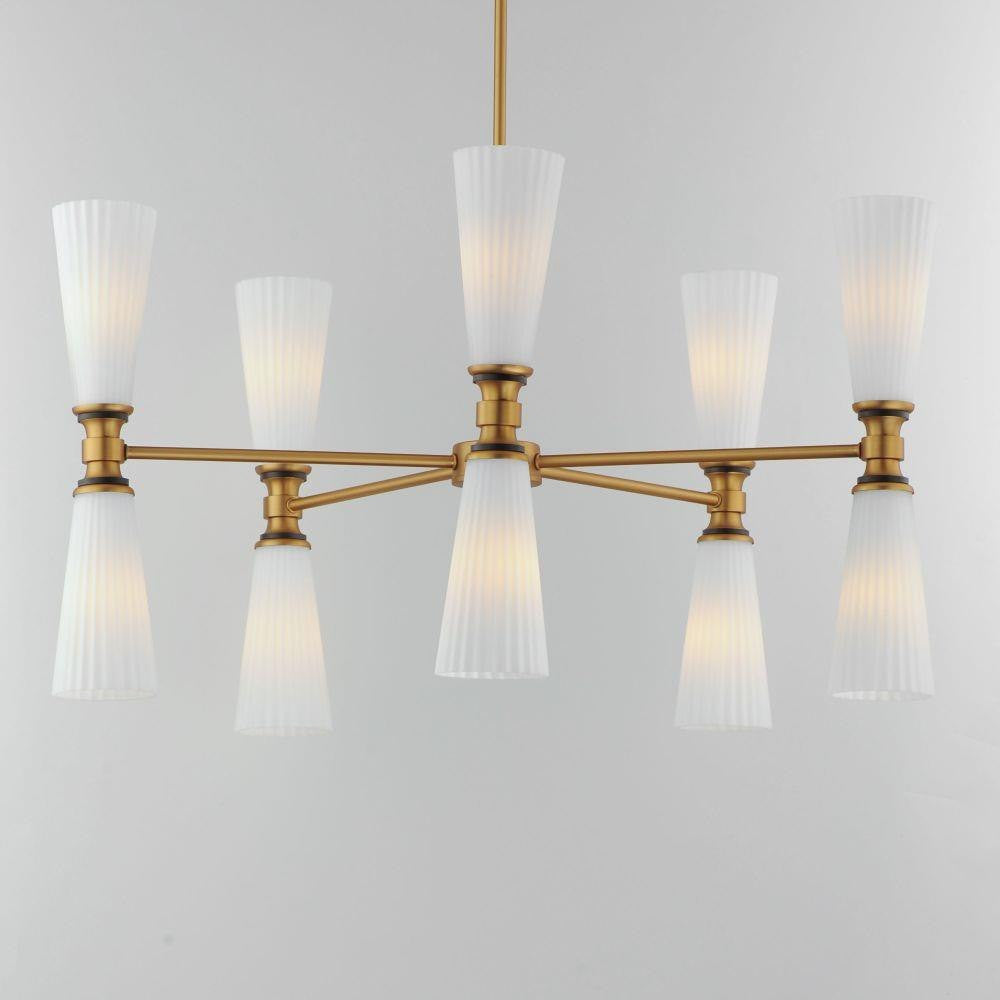 Maxim Lighting 24825SWBKNAB Krevat 10 Light 32 inch Natural Aged Brass and Matte Black Chandelier Ceiling Light