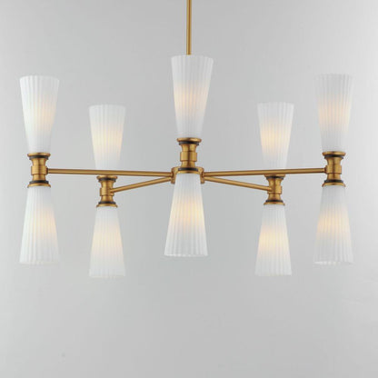 Maxim Lighting 24825SWBKNAB Krevat 10 Light 32 inch Natural Aged Brass and Matte Black Chandelier Ceiling Light