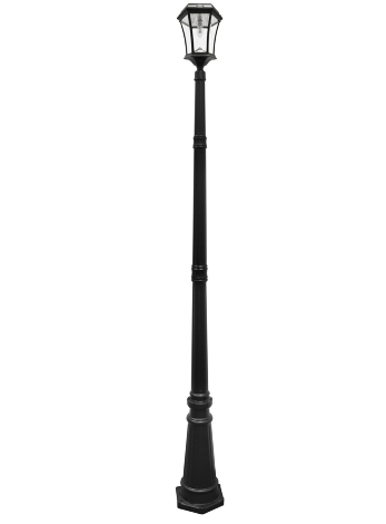 Gama Sonic 94B001 Victorian Bulb Solar Lamp Post w/GS Solar Light Bulb, Single Lamp, Black Finish