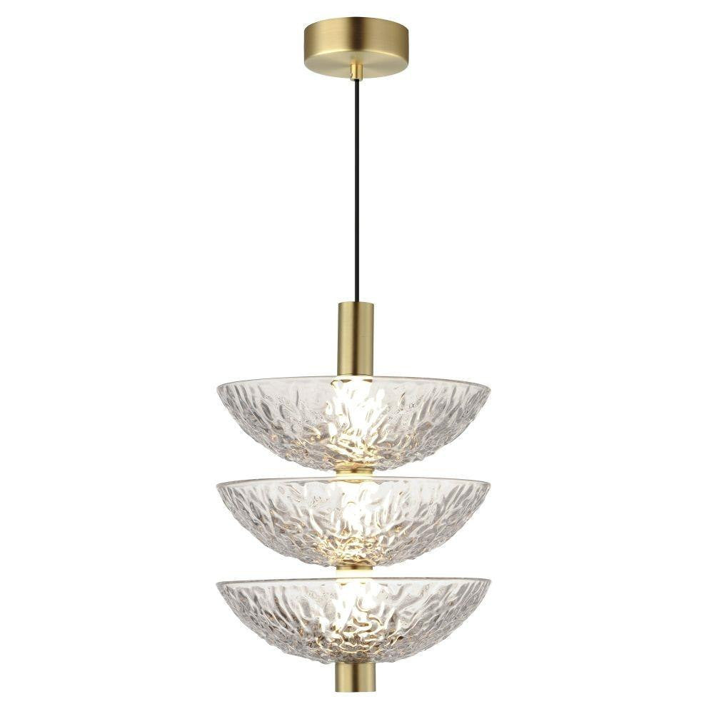 Maxim Lighting 24983TCSBR Metropolis 3 Light Satin Brass LED Pendant Ceiling Light Full View with Canopy