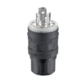 Leviton 24W47-B 15A, 125V NEMA L5-15P, 2P, 3W, Locking Plug, Grounding, Wetguard, Black