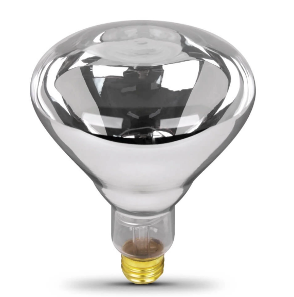 Feit Electric 250R40/1 Clear Incandescent BR40 Dimmable Heat Lamp Reflector Blub, Color Temperature 2700K, Wattage 250W, Voltage 120V, Red Finish