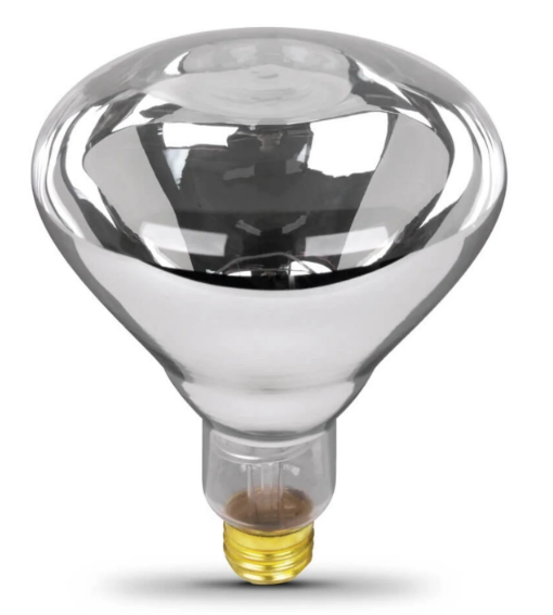 Feit Electric 250R40/1/HDRP Clear Incandescent BR40 Dimmable Heat Lamp Reflector Blub, Color Temperature 2700K, Wattage 250W, Voltage 120V