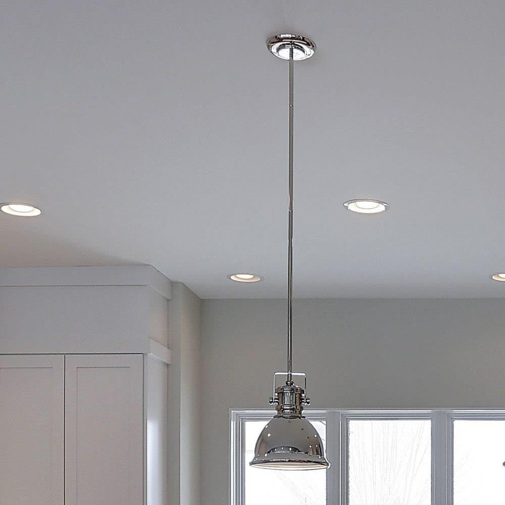 Maxim Lighting 25109FTPN Hi Bay Polished Nickel Pendant Light Installed in Kitchen