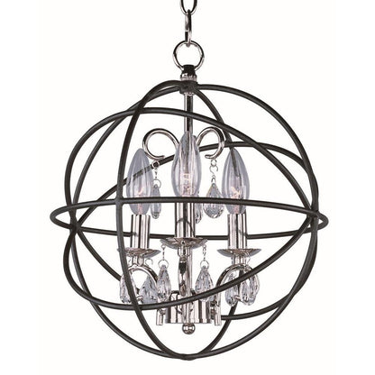Maxim Lighting 25140OI Orbit 3 Light Chandelier - Front View with Crystal Drops
