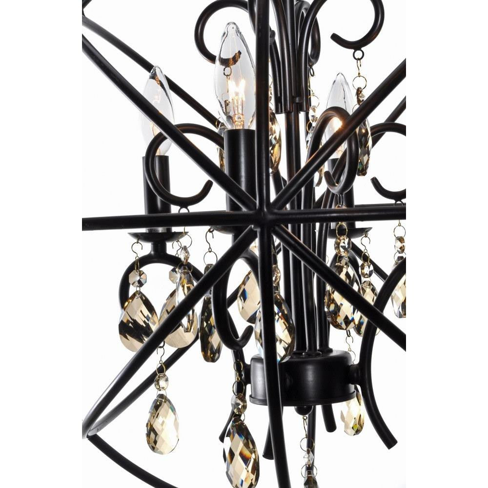 Maxim Lighting 25142ARPN Orbit Chandelier Interior Close-Up with Cognac Crystal Detail