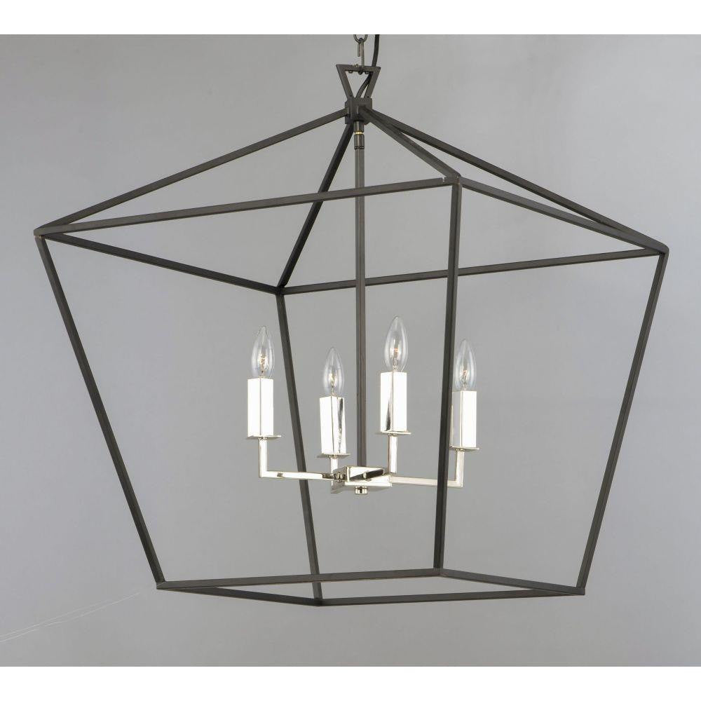 Maxim Lighting 25155TXBPN Abode 4 Light Chandelier in Textured Black and Polished Nickel - Close-Up View