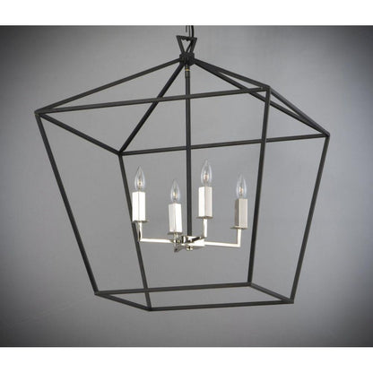 Maxim Lighting 25155TXBPN Abode 4 Light Chandelier in Textured Black and Polished Nickel - Side Angle View