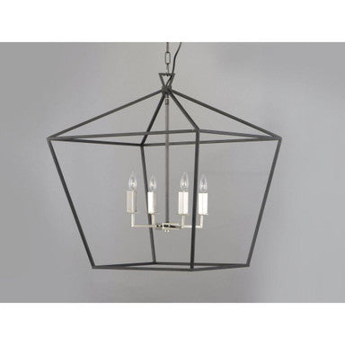 Maxim Lighting 25155TXBPN Abode 4 Light Chandelier in Textured Black and Polished Nickel - Front View