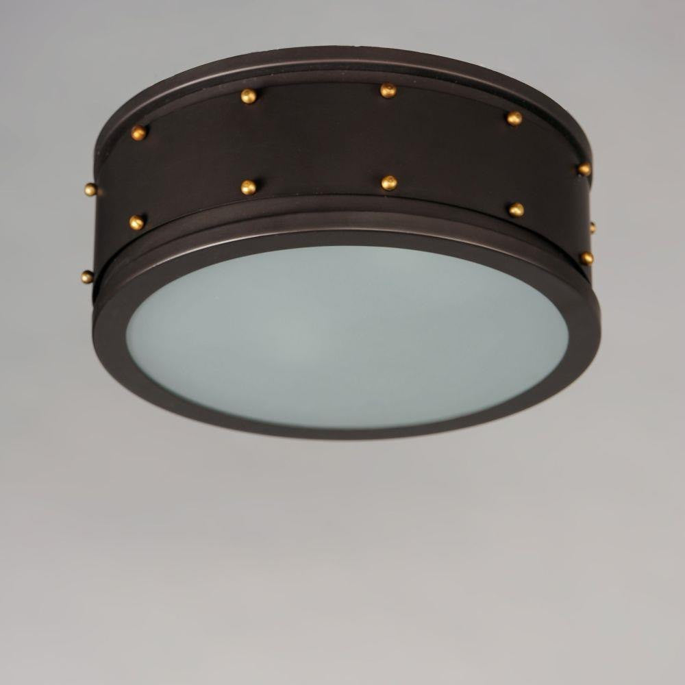 Maxim Lighting 25160OIAB Trestle 2 Light 13 Inch Oil Rubbed Bronze / Antique Brass Flush Mount Ceiling Light