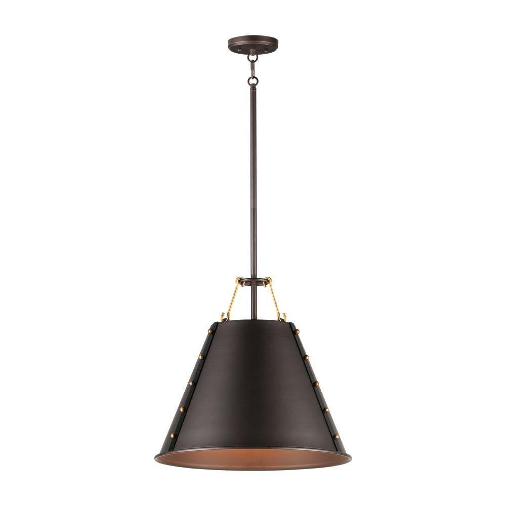 Maxim Lighting 25162OIAB Trestle 1 Light Oil Rubbed Bronze Pendant - Full product view on white background showing complete fixture with rod