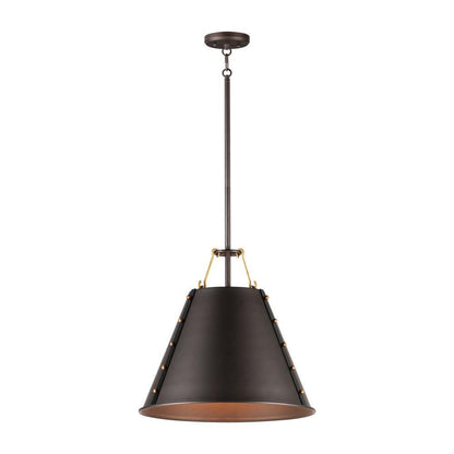 Maxim Lighting 25162OIAB Trestle 1 Light Oil Rubbed Bronze Pendant - Full product view on white background showing complete fixture with rod