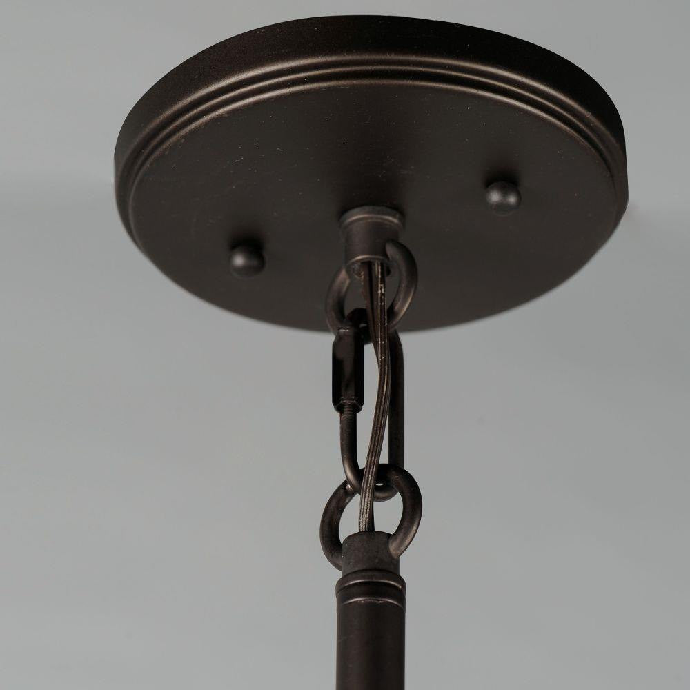 Maxim Lighting 25162OIAB Trestle 1 Light Oil Rubbed Bronze Pendant - Close-up of round oil-rubbed bronze canopy with chain hanging hardware