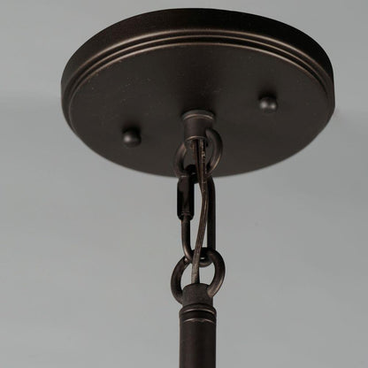 Maxim Lighting 25162OIAB Trestle 1 Light Oil Rubbed Bronze Pendant - Close-up of round oil-rubbed bronze canopy with chain hanging hardware